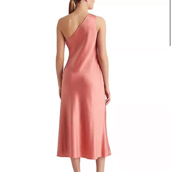 Lauren Ralph Lauren Dress One-Shoulder Satin Cocktail Dress - Picture 3 of 4